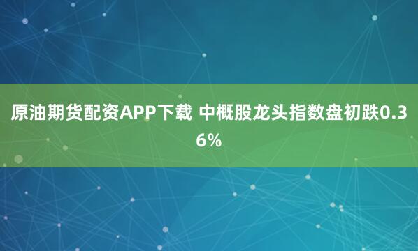 原油期货配资APP下载 中概股龙头指数盘初跌0.36%
